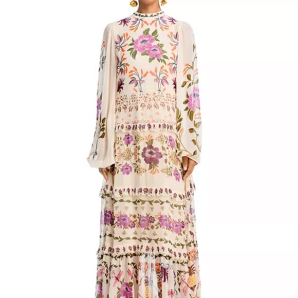 ♥️ FARM Rio Cream Winter Garden Ruffle Maxi Dress - Picture 8 of 11